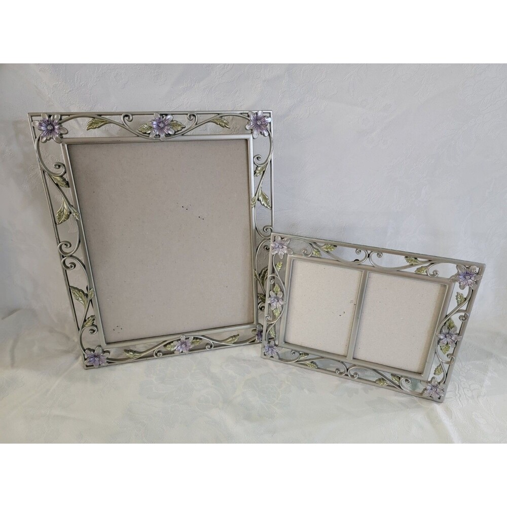 Lavender Green and Silver Matching Picture Frames